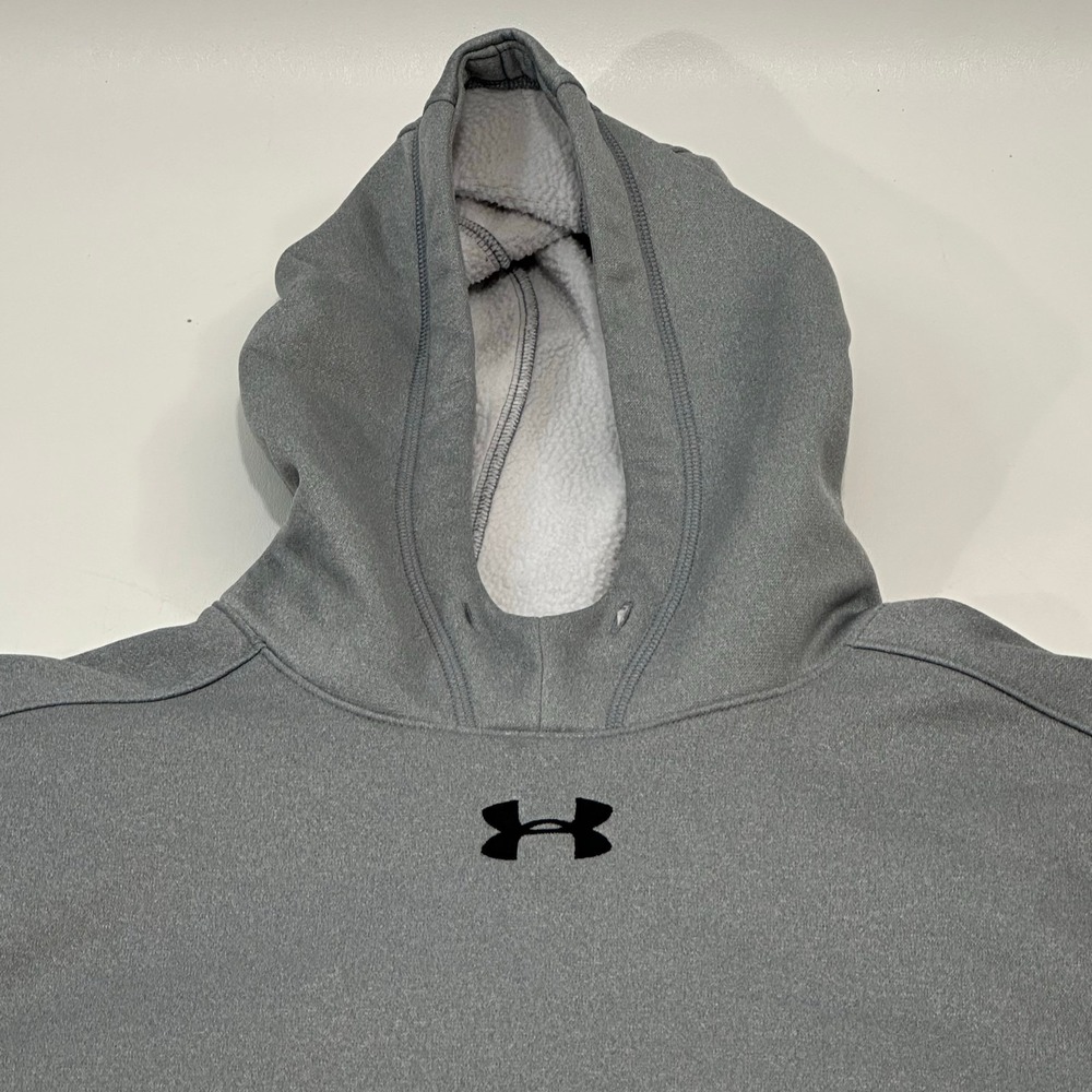 Under Armour Men's Hoodie Gray Loose Fit Sherpa Lined Size L‎